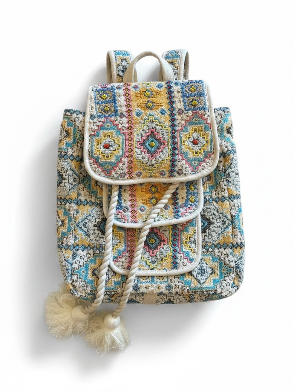 Ruggine Boho Tapestry Beaded Multicolor Backpack